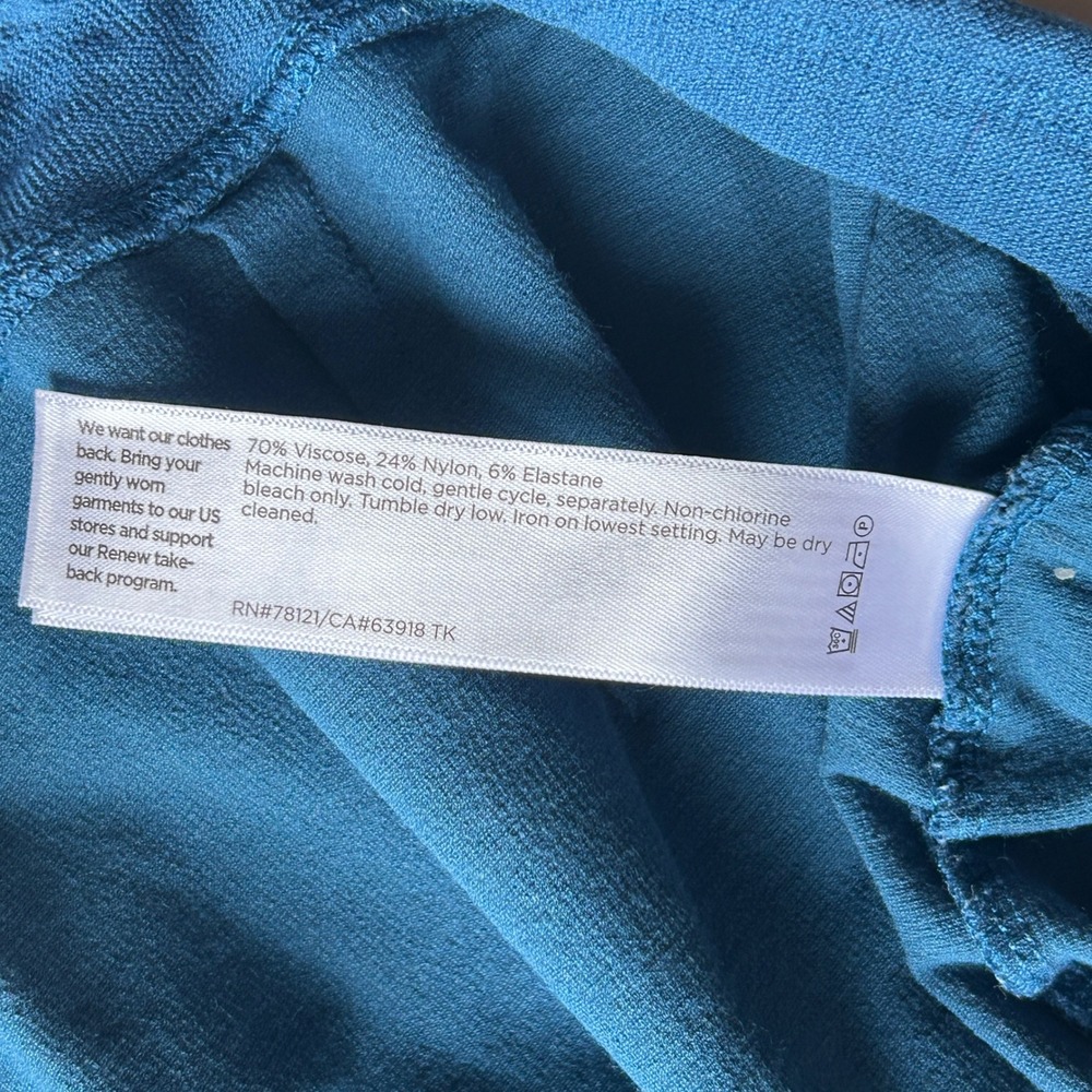 Eileen Fisher Ankle Pants 1X Teal Blue Stretch Jersey Pull On - Picture 5 of 7